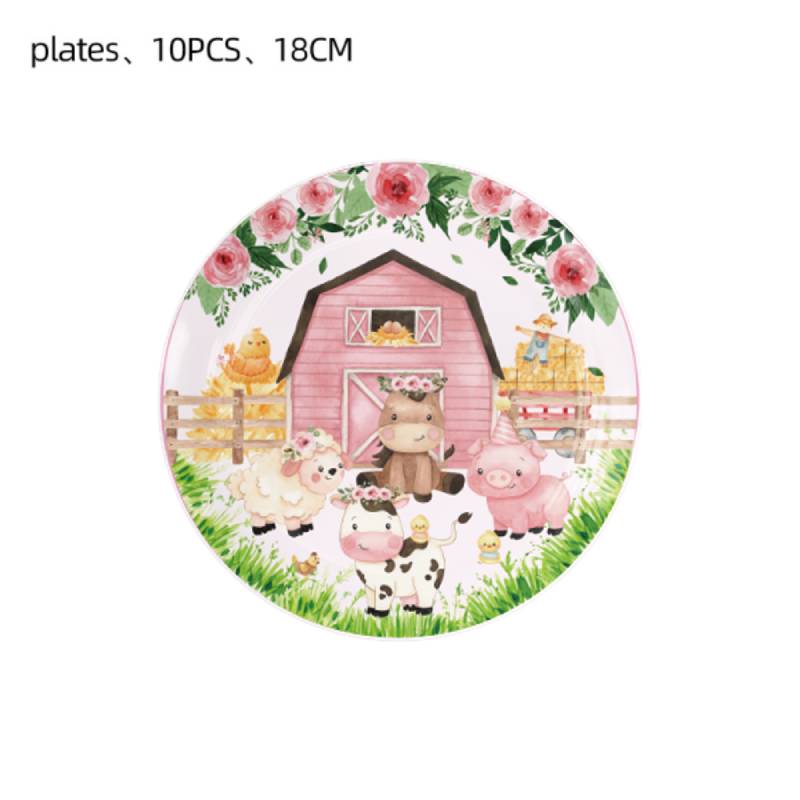 

Принадлежности для украшения фермерской вечеринки на день рождения: скатерть, баннер, набор столовых приборов 10PCS 7in Plate
