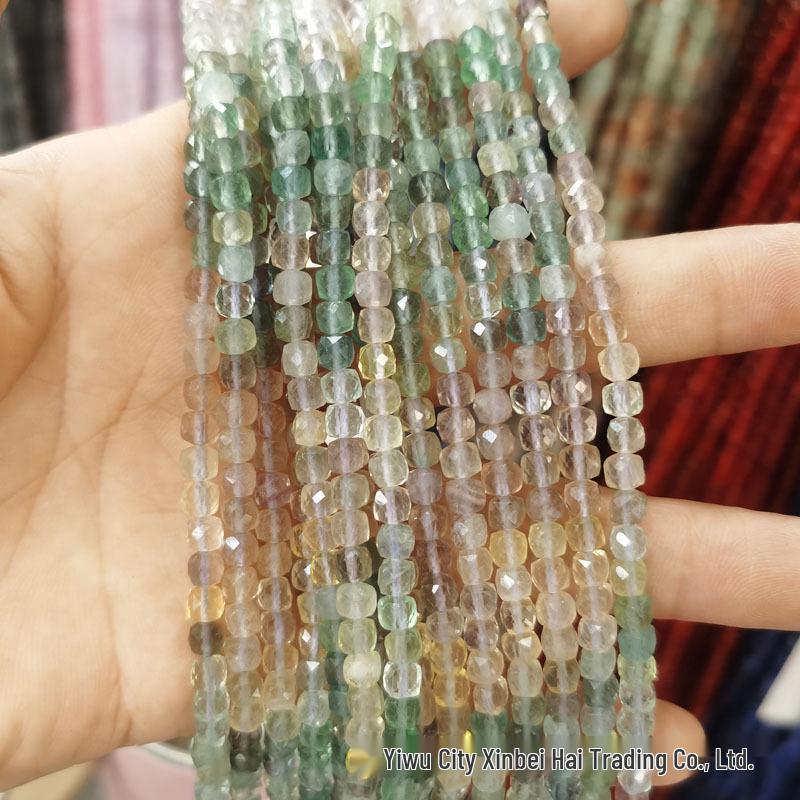 4x4mm Natural Stone Faceted Square Beads: Amethyst, Tourmaline, Garnet Jewelry Accessories
