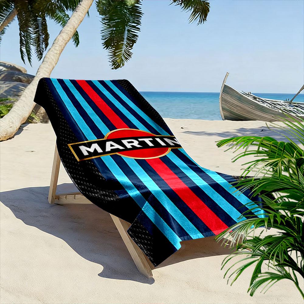Striped Martini Logo Towel Beach Towel Quick-drying for Travel Outdoor Sports Jogging Beach and Swimming