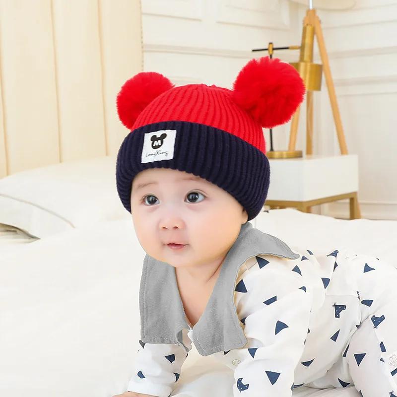 1 conjunto de chapéu de bebê cachecol conjunto urso quente tricô crianças inverno chapéu boné boné infantil criança criança crianças chapéu meninos meninas crochê gorro