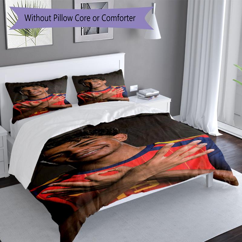 Lamine Yamal Fcb World Cup Champion Bedding Set,Premium Bed Linen for Bedroom Home Decoration,Perfect Collectible Gift for Messi Fans,Easy Care Duvet 