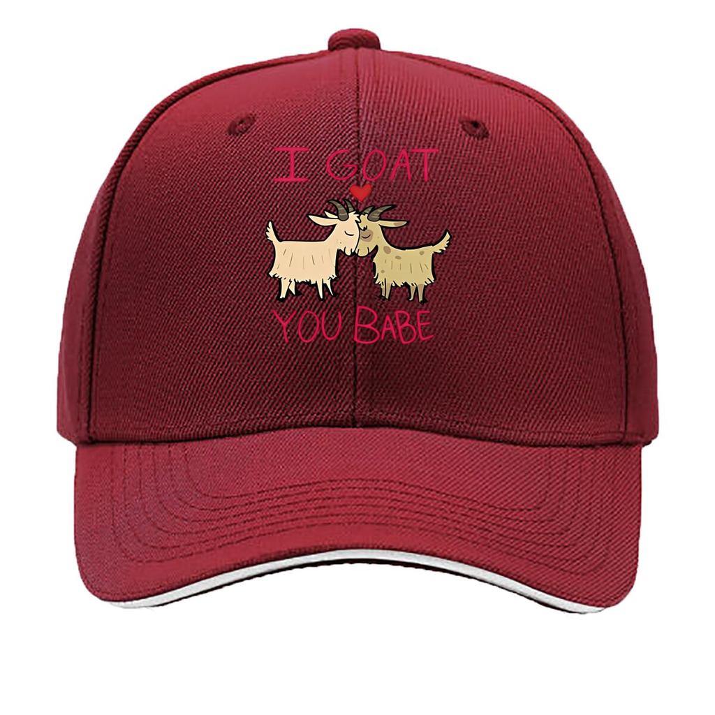 I GOAT YOU BABE VintageStyle Adjustable Baseball Cap with Goat Illustration Washable Blend Perf Sandwich Baseball Cap