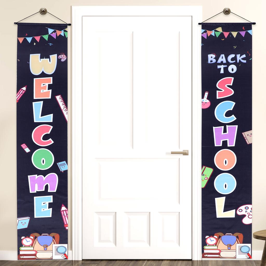 1 Pair Back To School Welcome Couplets Decor Classroom Door Banners School Party Decor