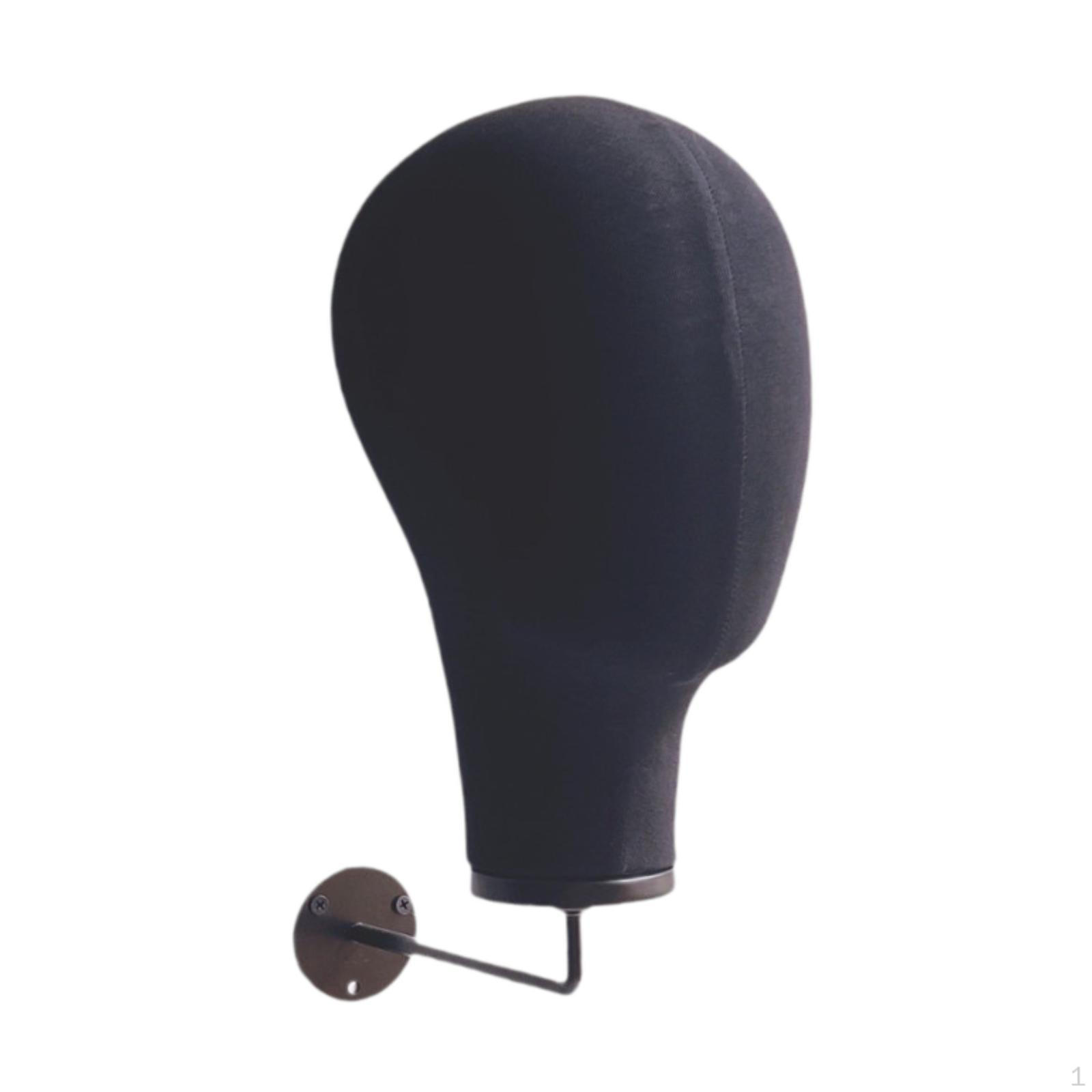 

Manikin Head Hat Display Hair Accessories Glasses Linen with Hook Wig black