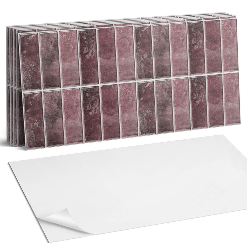 Kafelki Z Nadrukiem Samoprzylepne Winylowe Pionowe Pasy W Mozaice 6X60X30 Cm
