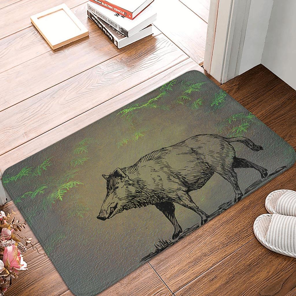 Wild Animal Boar Floor Door Bath Kitchen Mat Anti-Slip Indoor Doormat Living Room Entrance Carpet Rug
