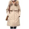 Women's Casual Warm Versatile Large Collar Solid Color Thickened Cotton Coat Jacket