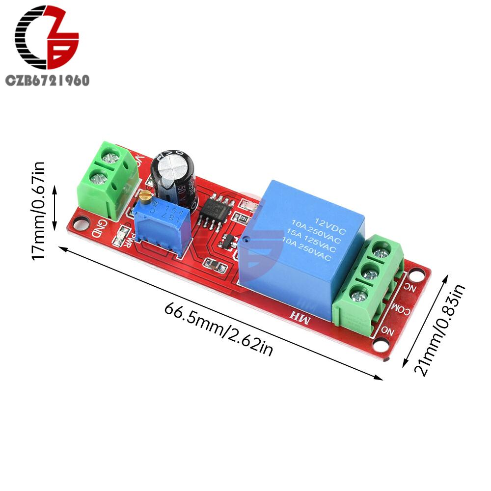 DC 5V 12V Time Delay Relay NE555 Timer Switch Module 1~10S Adjustable Delayed Turn ON/OFF Delay Control Switch Relay Module