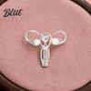 Uterus Shaped Pin Brooch with Rhinestone Faux Pearl Human Organ Lapel Pin Coats Decorative Hollow Jewelry for Sweaters Scarves Pearl
