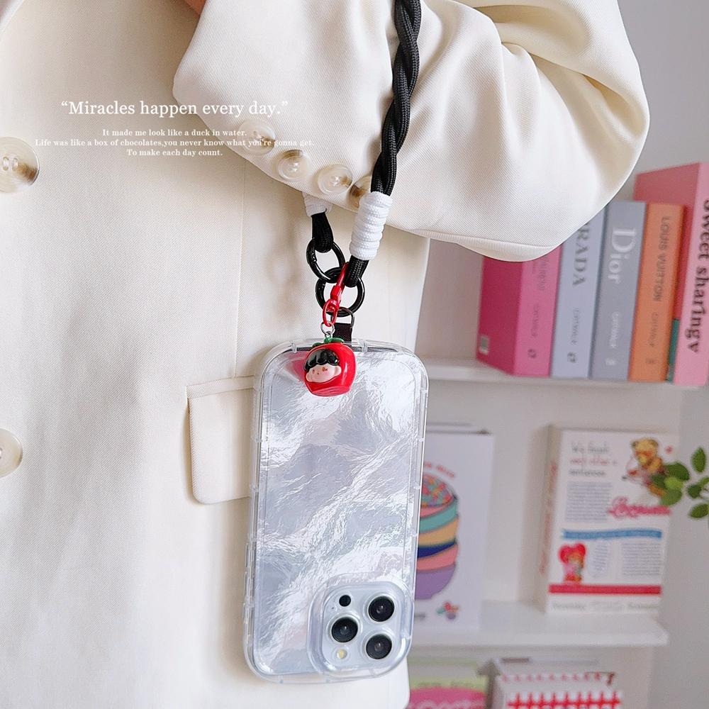 Neues universelles geflochtenes Handy-Lanyard-Riemen 3D-Cartoon-Hängekette Ringkordel mit Aufnäher Armband Handy Abnehmbar