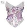 Women S Embroidered Lace Bandeau Corset With Boning V Hem Shaping Bodysuit
