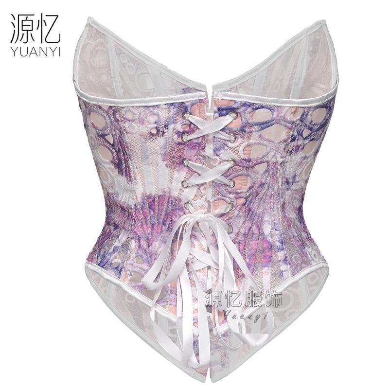 Women S Embroidered Lace Bandeau Corset With Boning V Hem Shaping Bodysuit