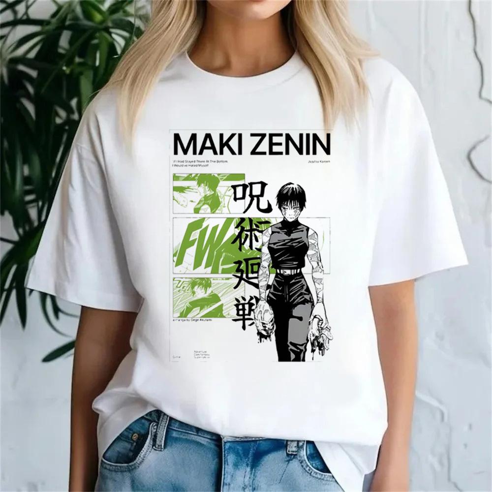 Jujutsu Kaisen T-Shirt Damen Japanisch Maki Zenin T-Shirt Mädchen Anime T-Shirts Kleidung Kurzarm Tops