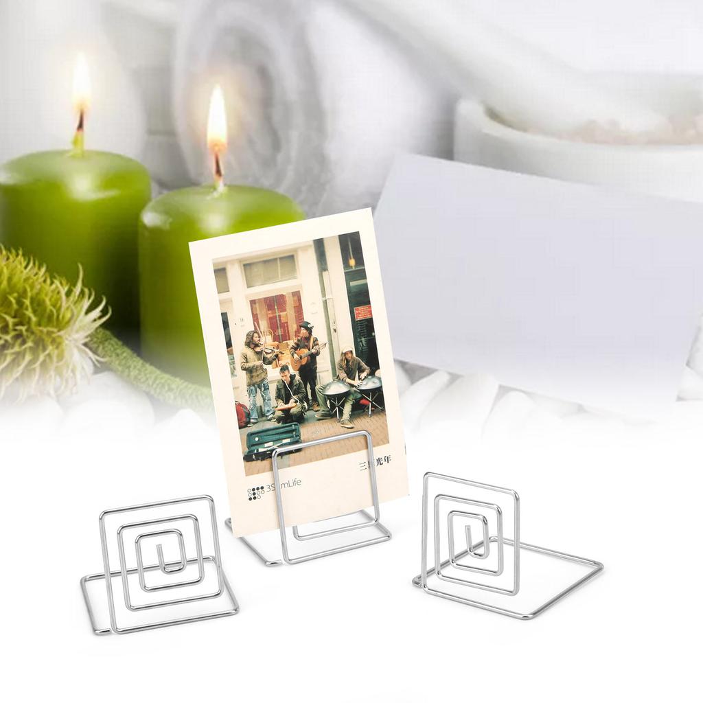 10Pcs Business Card Holder Mini Cute Metal Desktop Message Display Stand for Table Number Photo Memo