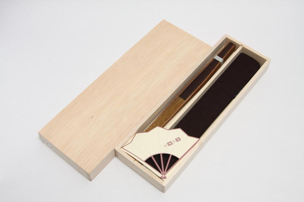 Large Size Folding Handcrafted by Kyoto with Fan In a Wooden [Hasegawa] Fan, Artisans, Case, Box, Brown.