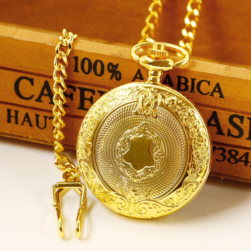 10pcs/lot Wholesale Luxury Gold Vintage Quartz Pocket Watch Pendant for Men Women Necklace Chain Clock Souvenir Gift