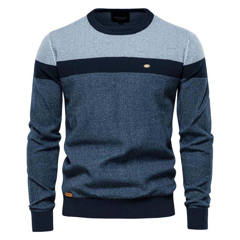 Pullover Herren Herbst Neu Gestreift Spleißen Langarm Herren Strickpullover Mode Rundhals Herren Freizeitpullover