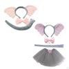 Animal Elephant Costume Accessories Hair Hoop Headwear Elastic Strap Ears Headband Bowtie Tail for