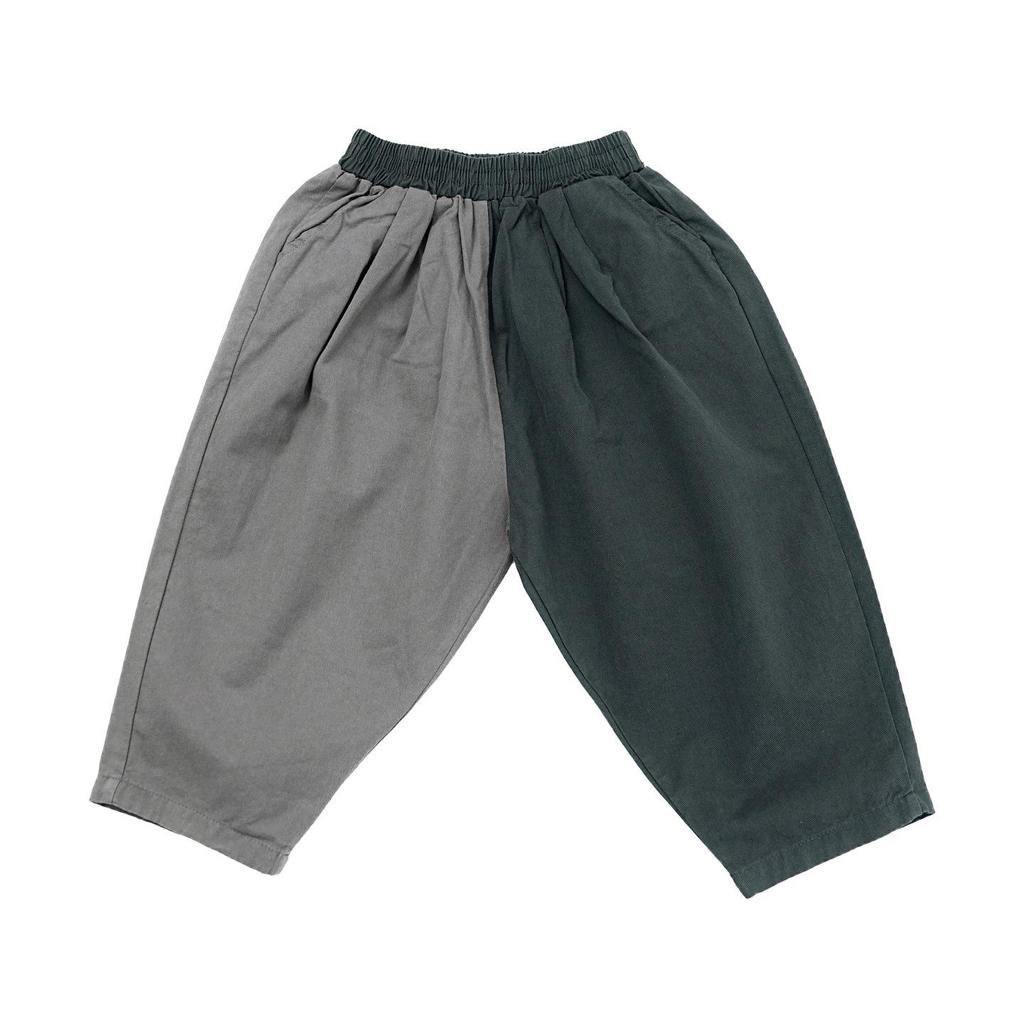 Kinder Baumwoll-Leinen Karottenhose: Frühling & Herbst Koreanischer Stil, Farbblockierte Freizeitkleidung für Kleinkinder & Kinder