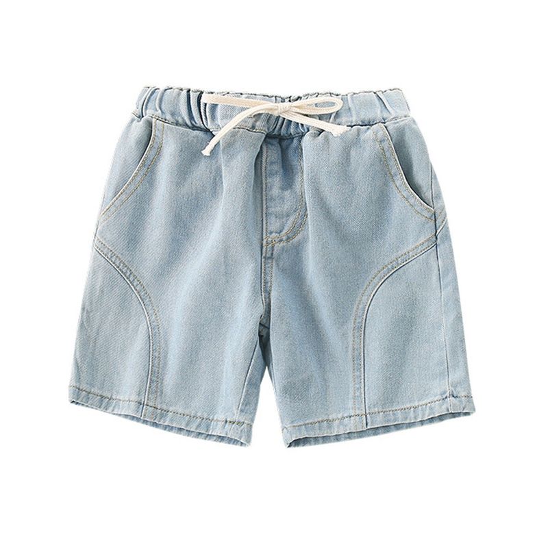 Boys' Denim Shorts, Summer Light-Colored Five-Point Pants, 2025 New Children's Clothing, Soft Thin Casual Pants for Young Children