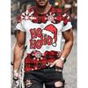 Funny Men's T-Shirts Santa Claus Christmas Oversized Short Sleeve with Snowflakes Print Red Casual O-Neck Outfit Men Clothing