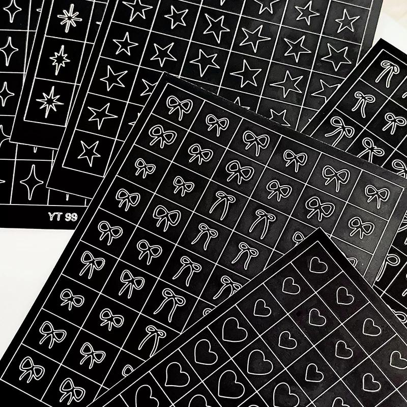 Nails Heart Bow Stars Pattern Hollow Nail Sticker Templates For French Manicure Tips Nail Design