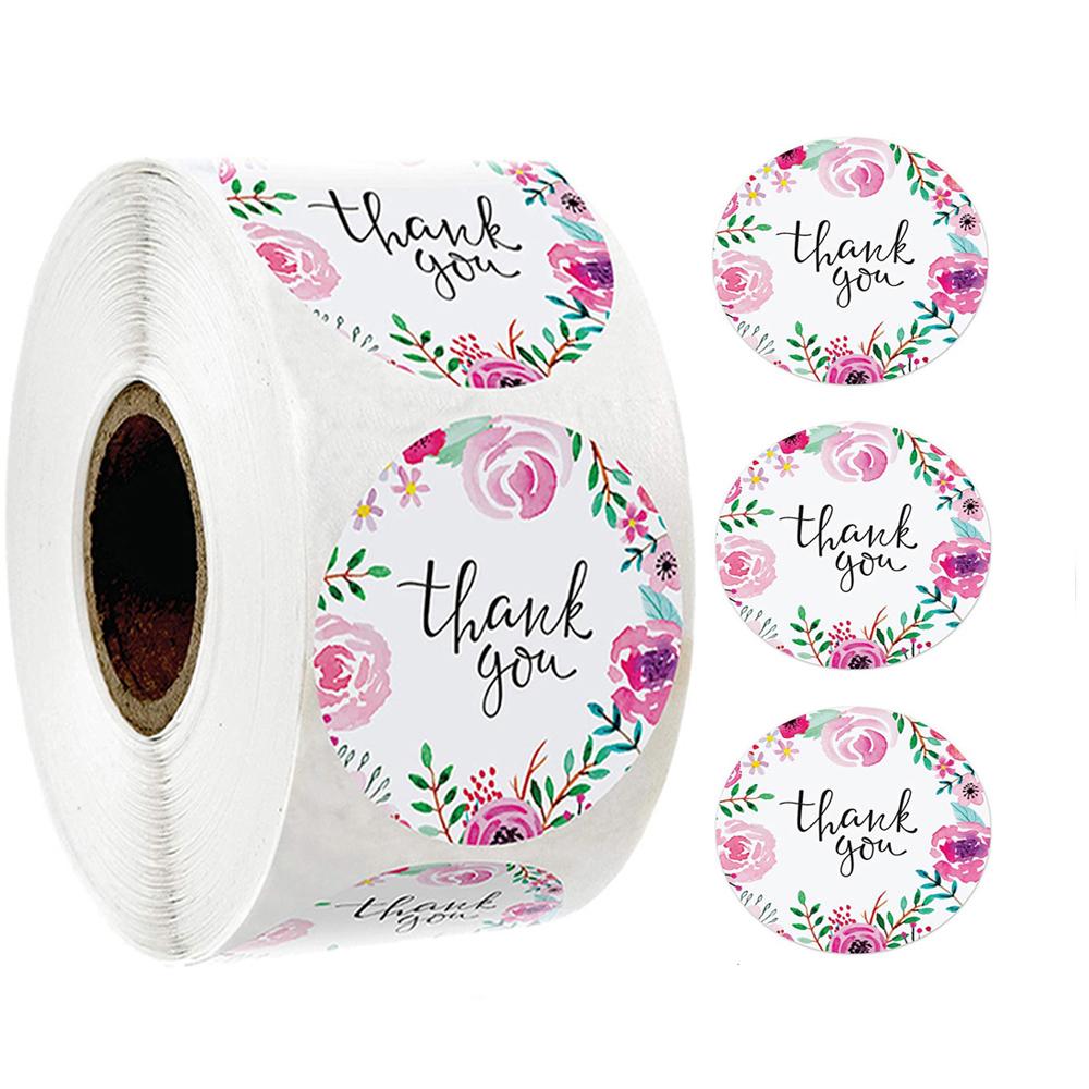 500pcs Thank You Stickers Green Flowers Thank You Labels for Birthday, Weddings, Giveaways, and Small Business Shipping Stickers