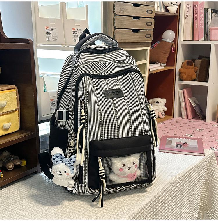 Schoolbag New High-value Spine Protection College Student Backpack Junior High School Students Large Capacity Cute Girls Schoolbag Lightweight