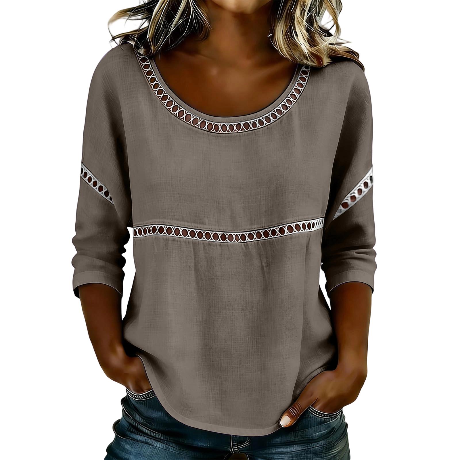 Women s Summer Fashionable  Color Casual Hollow Round Neck Pullover Top S