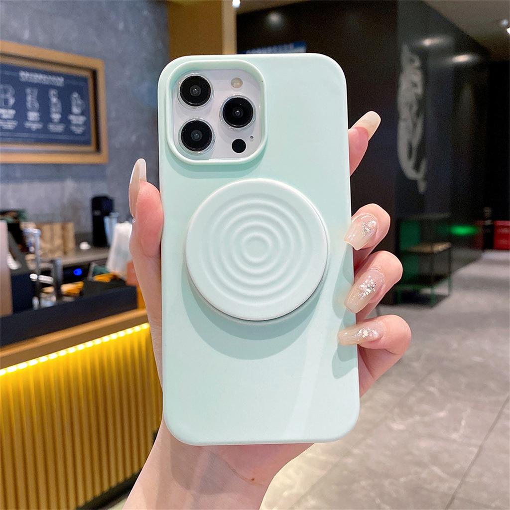 Matte Water Ripple Bracket Solid Phone Case for IPhone 17 Air 16 15 14 Pro Max 13 Holder Shockproof Silicone Protective Cover