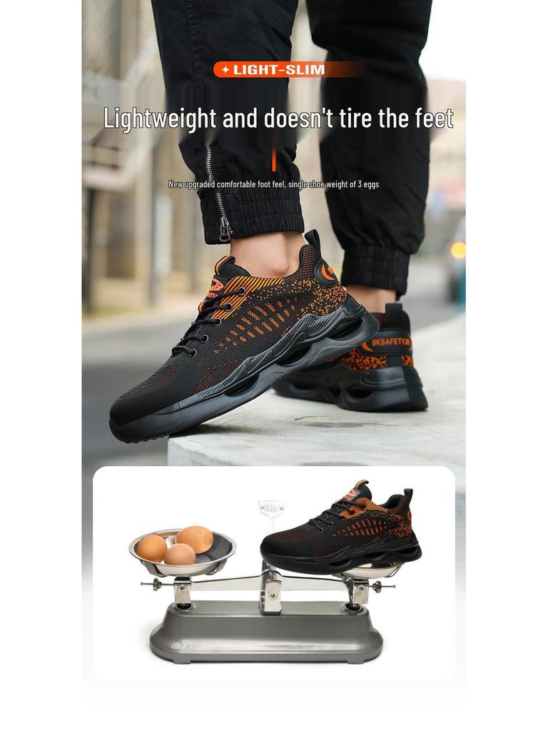 Flyknit Wear-Resistant Steel Toe Work Shoes - Men's Anti-Smash, Anti-Puncture, Soft Sole, Comfortable