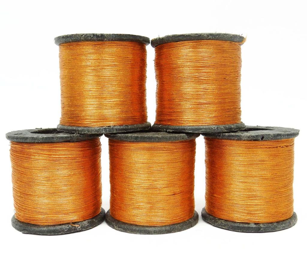 Lot Of 5 Pcs Polyamide Spool Quilting Machine Stitching Metallic Orange