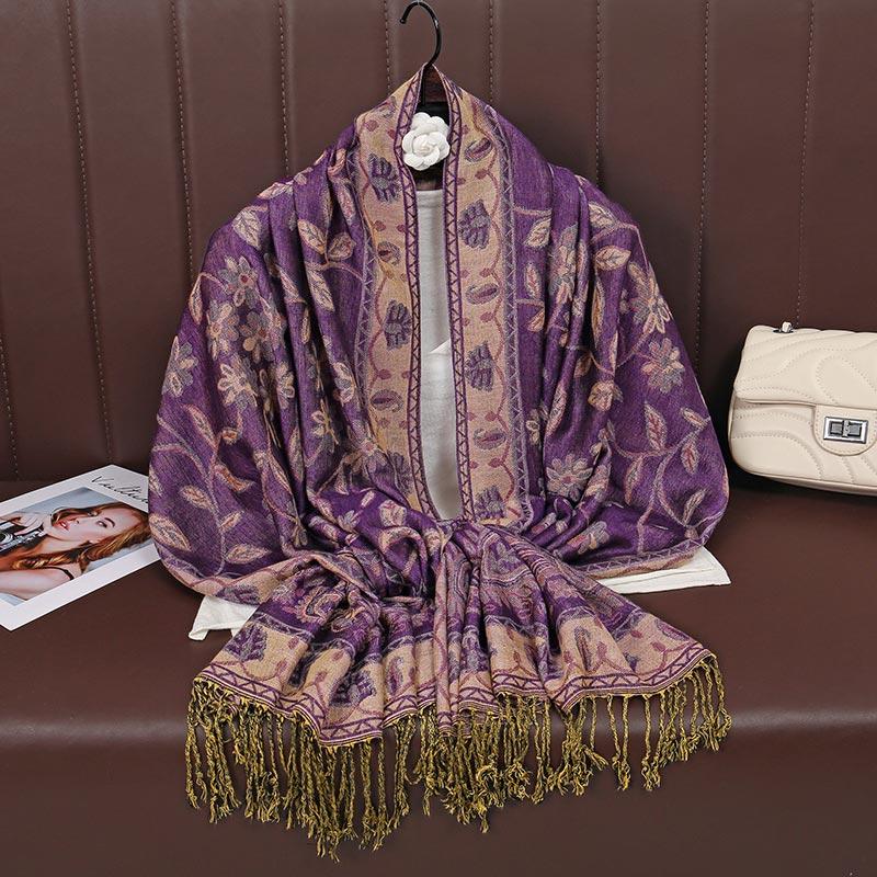 Paisley Pashmina Shawl Scarf Women Jacquard Cashew Printed Scarves Borders Female Tassel Travel Blanket Wraps Ethnic Shawls