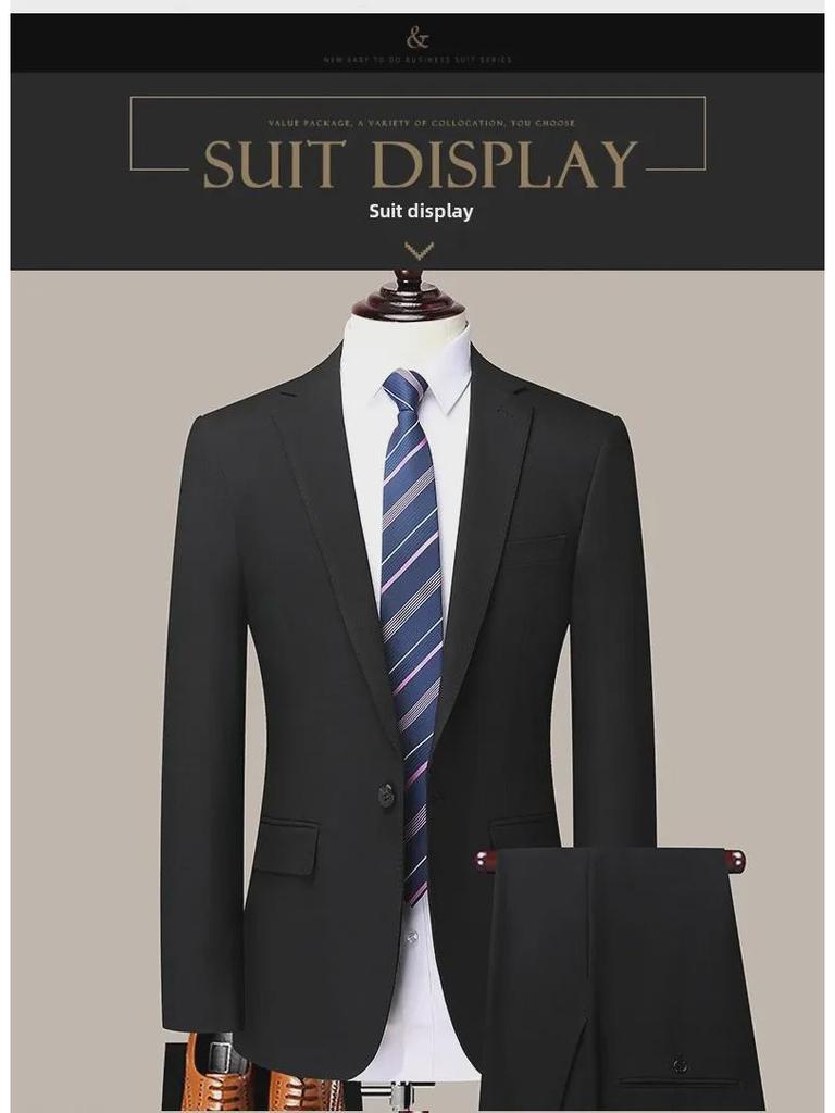 2024 Herren Schwarzer Formaler Anzug: High-End Zweiteiler Business-Outfit mit einem Knopf für Herren.