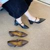 G430-1 Korean version thick heel Mary Jane retro women's 2025 new autumn pointed head shallow mouth retro one-word strap single shoes