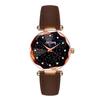 Women Fashion Retro Belt Quartz Movement Wristwatch Starry Sky Dial Watch