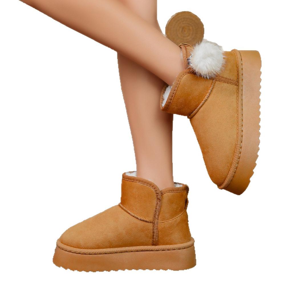 Retro thick-soled heightening snow boots for autumn and winter new versatile fashion velvet thickened warm cotton boots