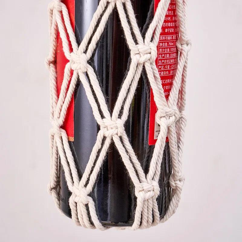 Red Wine Net Bag Cross-border Hand-woven Cotton Rope Red Wine Storage Bohemian Wall-mounted Red Wine Pocket