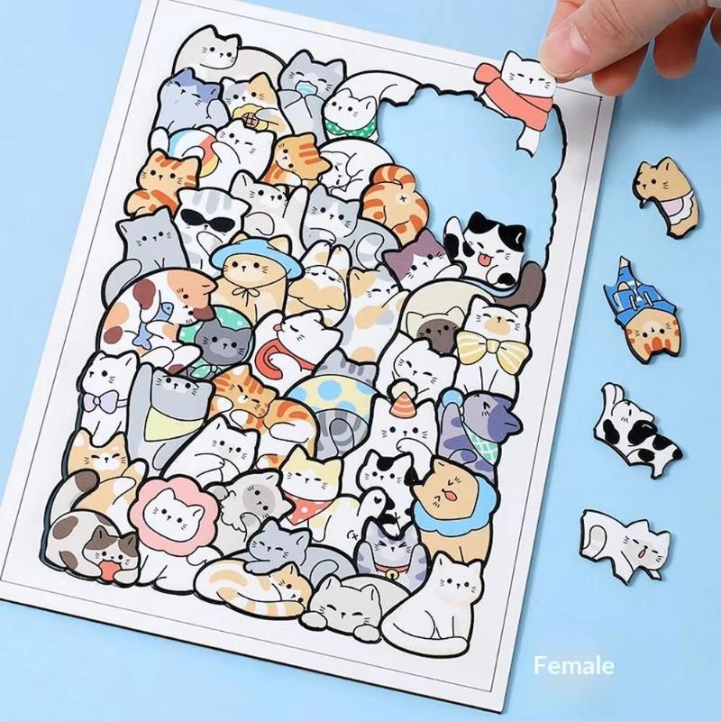 Irregular Wooden Jigsaw Puzzle Cute Animal Pattern High Difficulty Brain Teaser Toy For Kid Adults Educational Leisure Game Gift