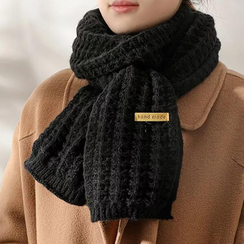 Knitted Scarf with Yarn for Women, Autumn and Winter, Korean Version, Thickened and Warm Shawl Style Scarf