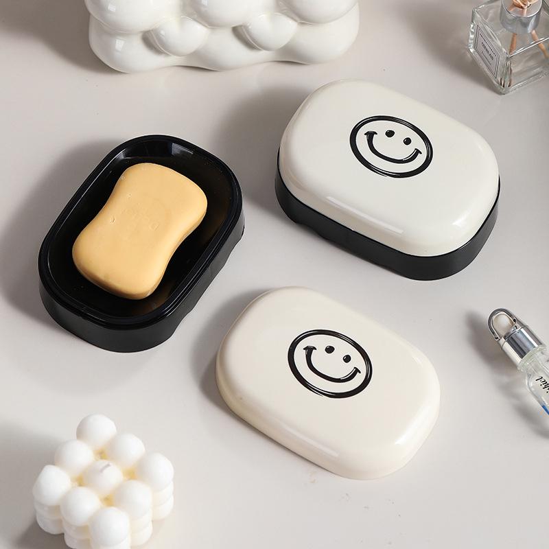 Creative Smiley Face Portable Soap Dish with Lid - Multi-functional and Large Capacity