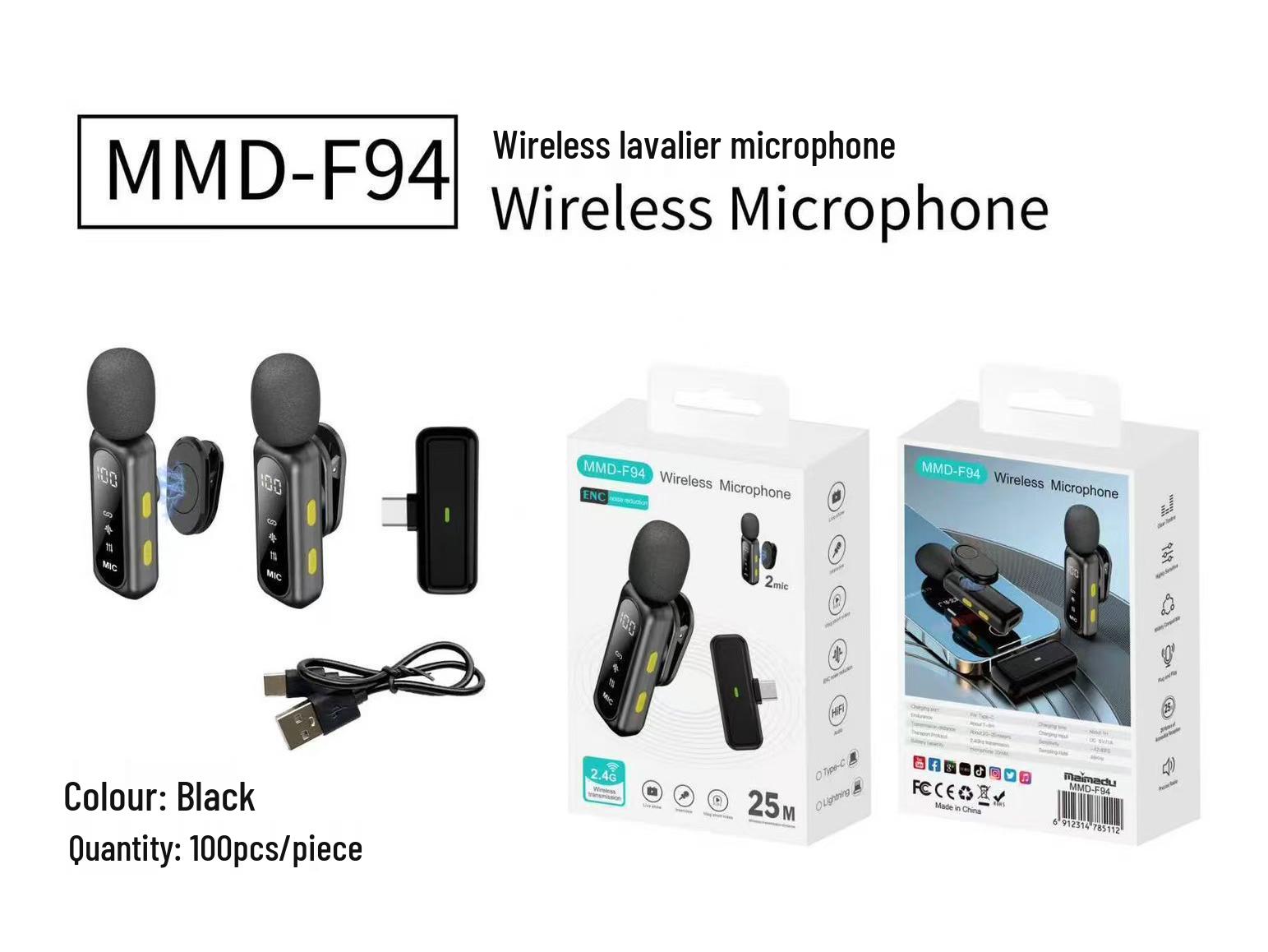 

MMD-F94 Wireless Noise-Cancelling Lavalier Microphone Clip