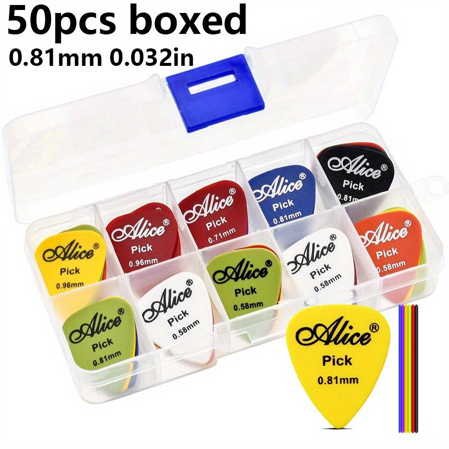 50pcs Alice Guitar Picks Set Varying Thickness from 0.58mm To 1.50mm Durable Plastic Picks with a Transparent Storage Case JXB
