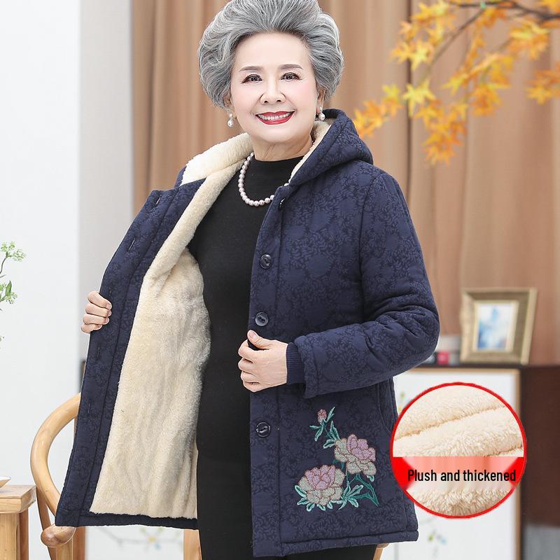 Damen Winterjacke aus Baumwolle mit Samt für Mittelalte und Ältere