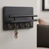 Wall Mounted Wooden Key Holder Floating Shelf Clothes Storage Rack Coat Hook  Home Decor