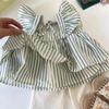 Girls Summer Fashion Set Striped Shirt And Flare Pants Two Piece Outfit Thin Breathable Stylish Streetwear For Toddler Baby