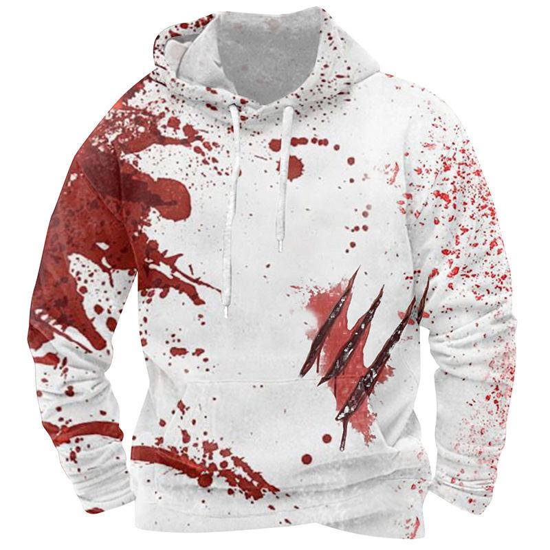 Frühling und Herbst Neuer Herren-Hoodie Halloween 3D-gedruckter Hoodie Herren Locker Lässig Langärmliger Sport-Hoodie Übergröße