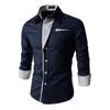 Men Spring Shirt Button Long Sleeves Solid Color Lapel Single-breasted Warm Patch Pocket Plus Size Mid Length Men Top for Office