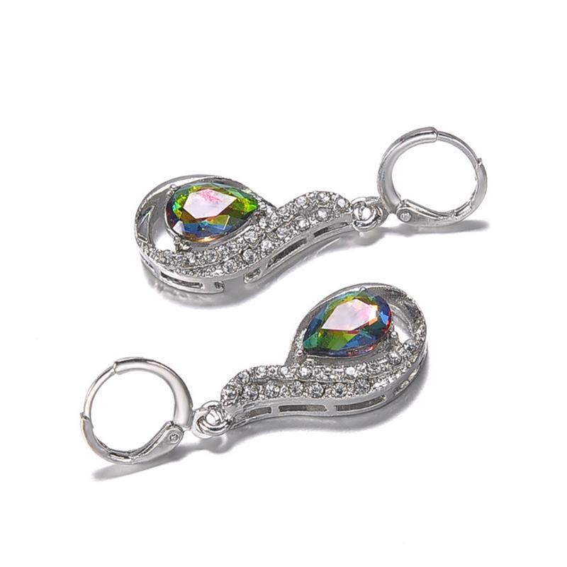 European and American Fashion New Colorful Topaz Shiny Earrings for Women Simple Drop-shaped Earrings