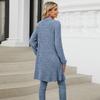 Autumn and Winter Women's Long Solid Colour Long Sleeve Loose Pocket Cardigan Jacket